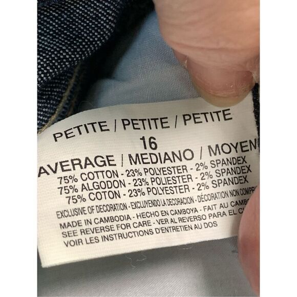 Gloria Vanderbilt Amanda Women's Straight Wide Leg Cotton Stretch Blue Size 16P - Picture 8 of 8